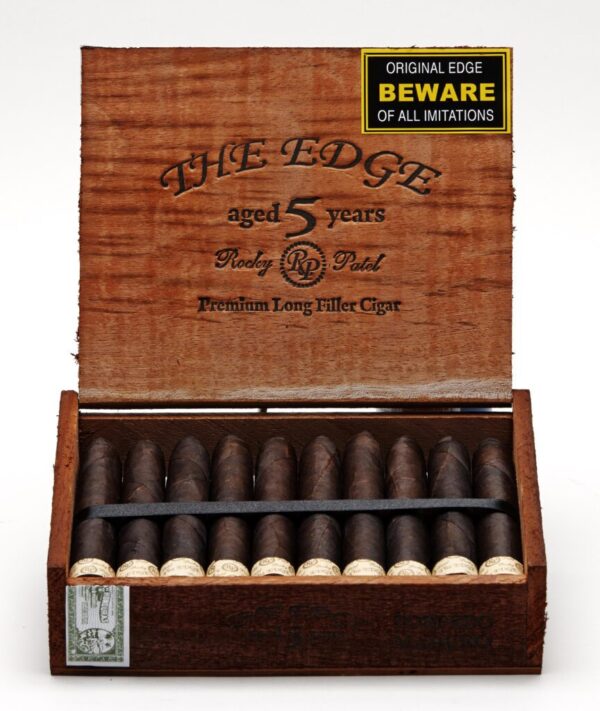 A box of Rocky Patel The Edge Maduro Double Corona cigars