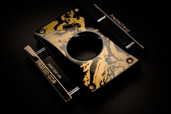 Prometheus God of Fire “Never Back Down” Cutter H - Gold on Black Lacquer